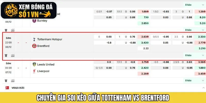 Cùng Socolive nhận định trận đấu giữa Tottenham và Brentford